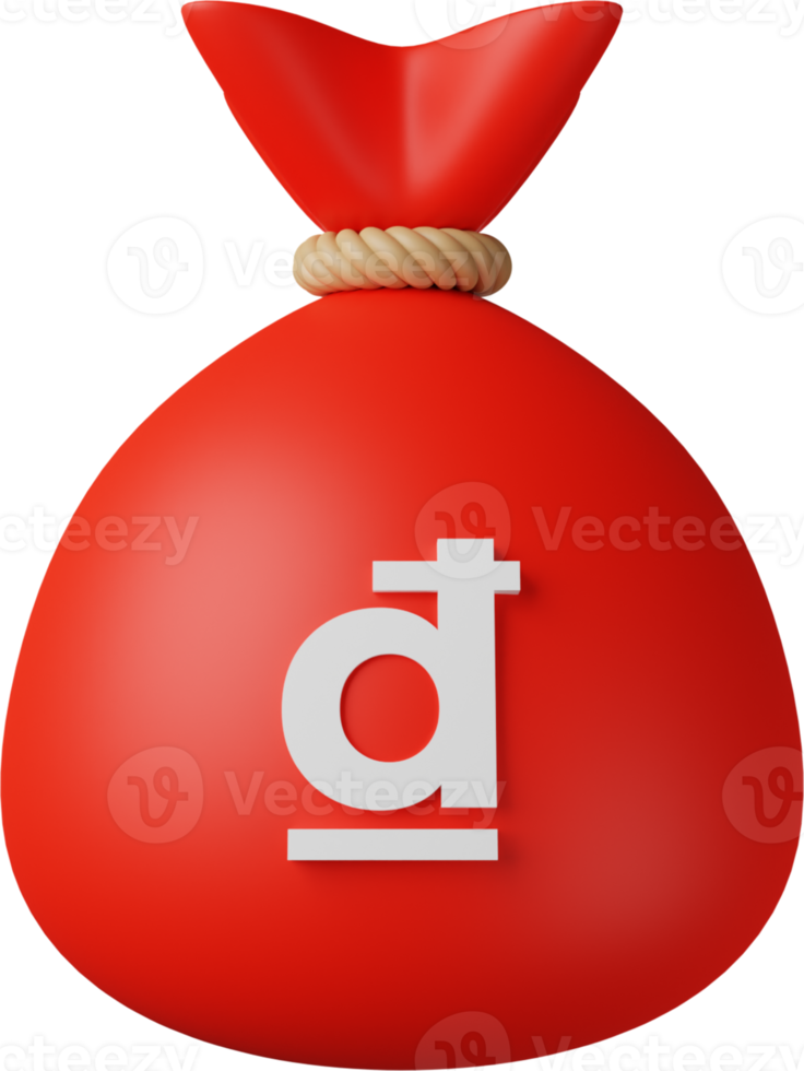 Red Money Bag Dong 3D Illustration png