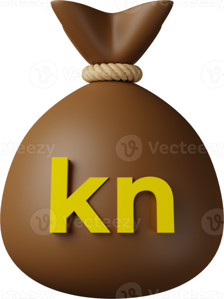 brun pengar väska kuna 3d illustration png