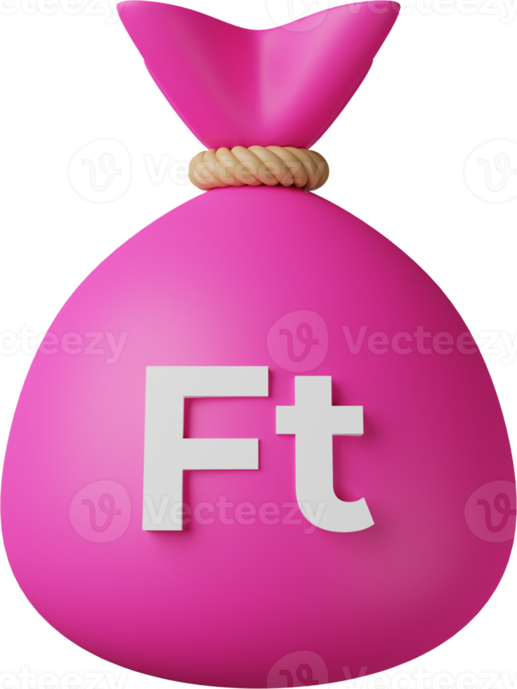 Pink Money Bag Forint 3D Illustration png
