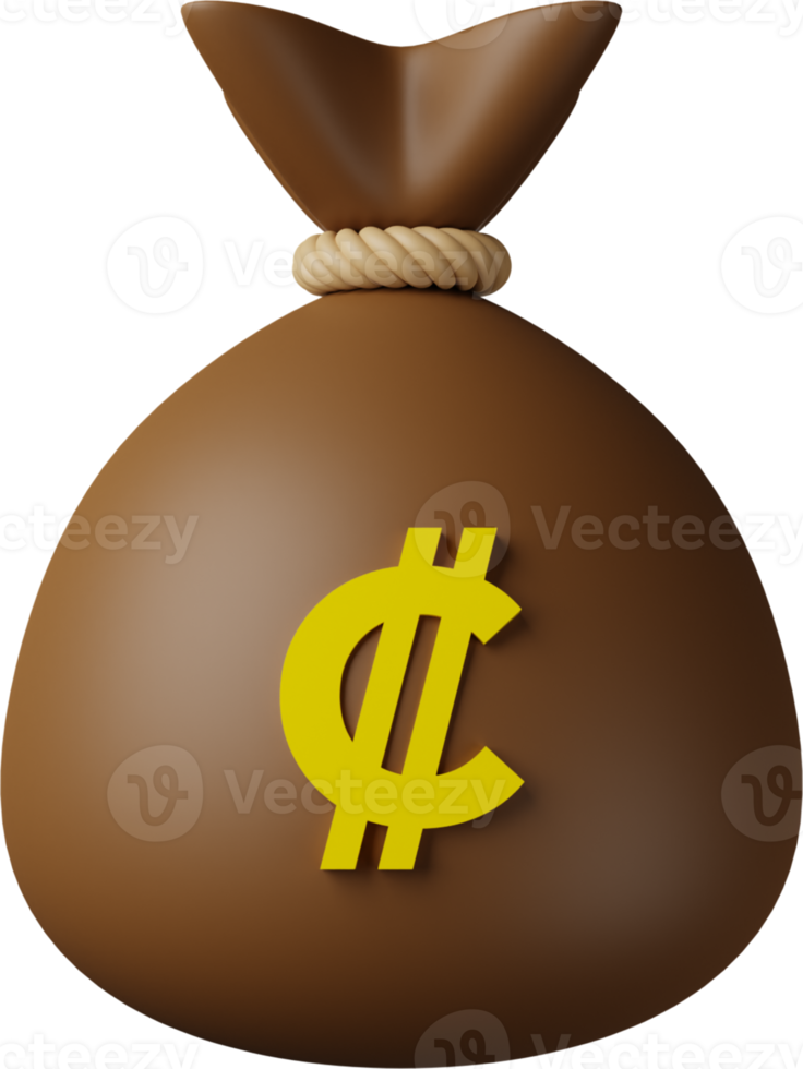Brown Money Bag Colon 3D Illustration png