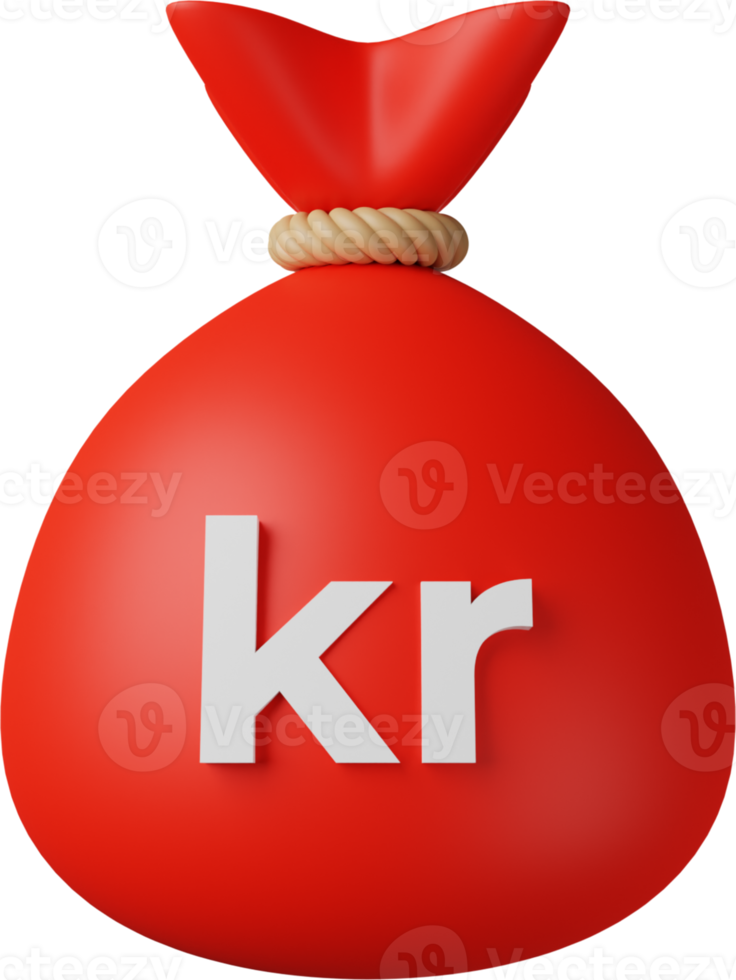 Red Money Bag Krona 3D Illustration png