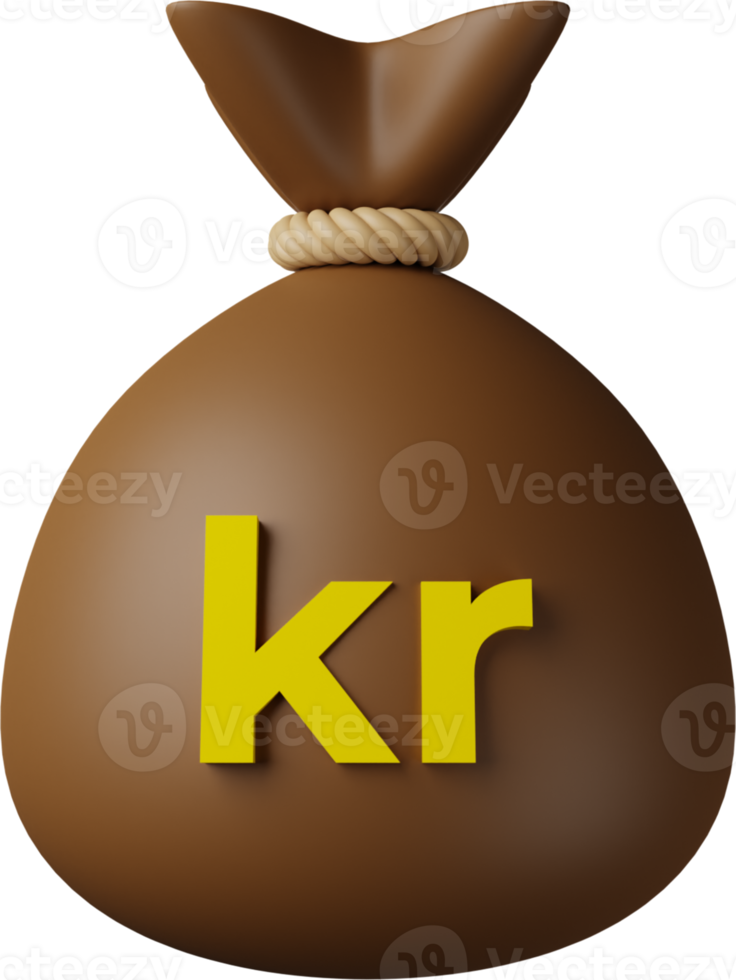 bruin geld zak kroon 3d illustratie png