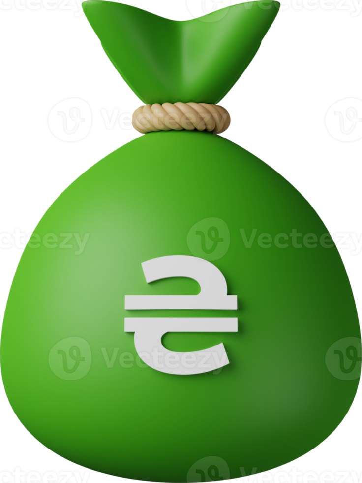 sac d'argent vert hryvnia illustration 3d png