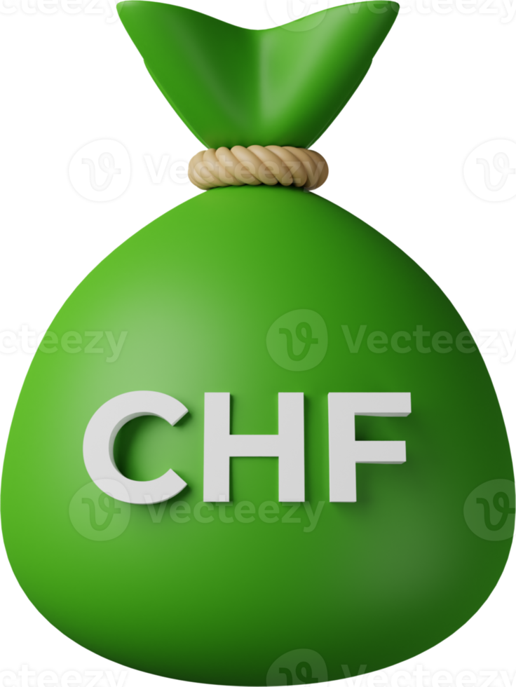 grüne Geldbeutel Franken 3D-Darstellung png