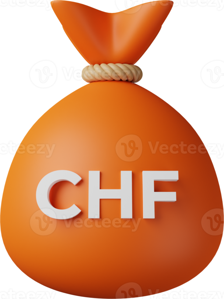 Orange Geldbeutel Franken 3D-Darstellung png