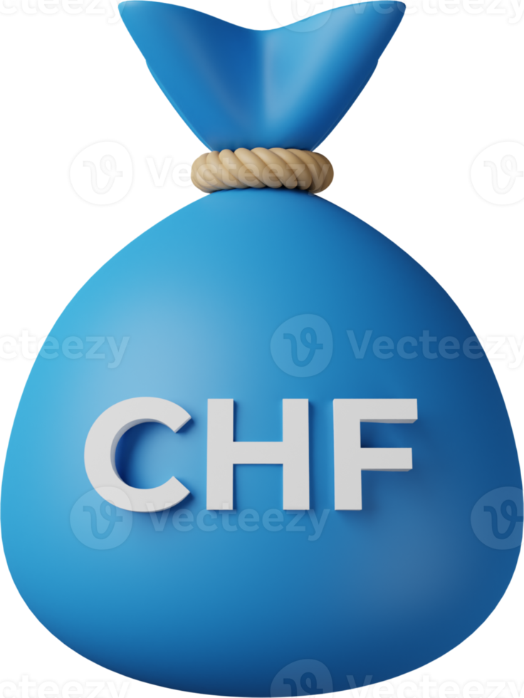 Blue Money Bag Franc 3D Illustration png