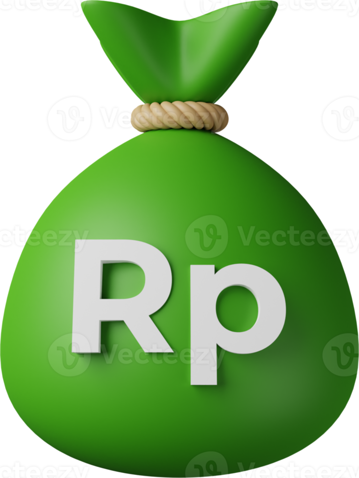 grön pengar väska rupiah 3d illustration png