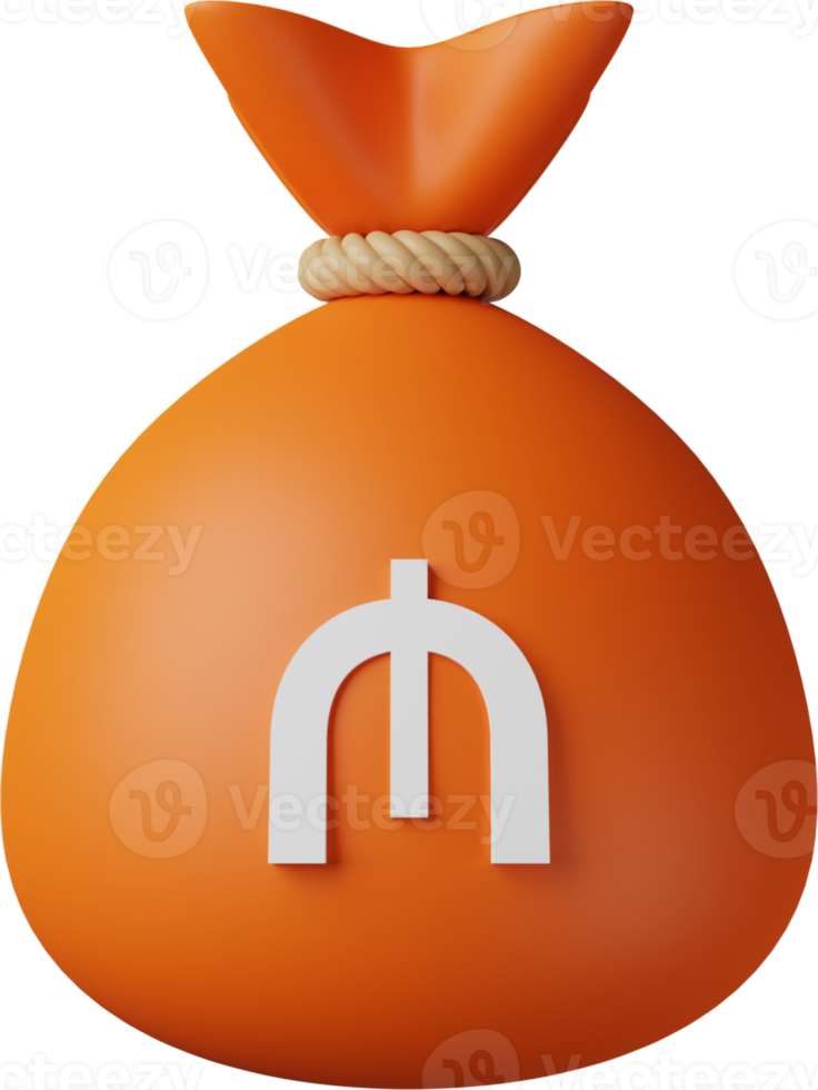 orange pengar väska manat 3d illustration png