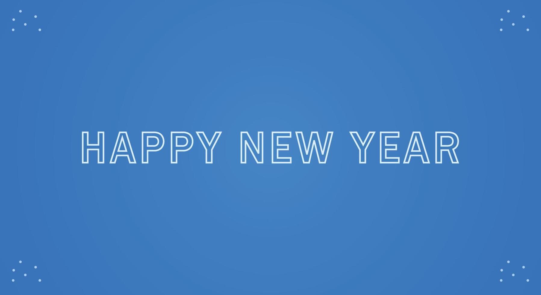 letras de feliz año nuevo sobre fondo de vector de desenfoque azul con destellos.