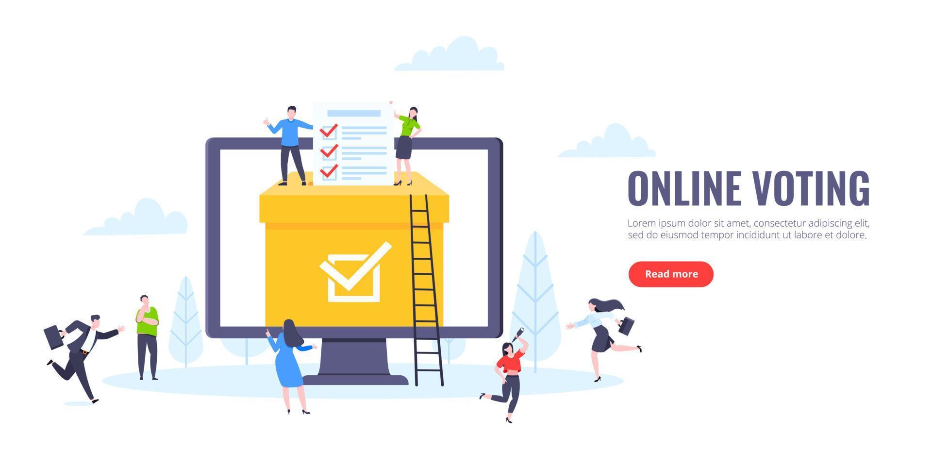 Online voting concept flat style design vector illustration.