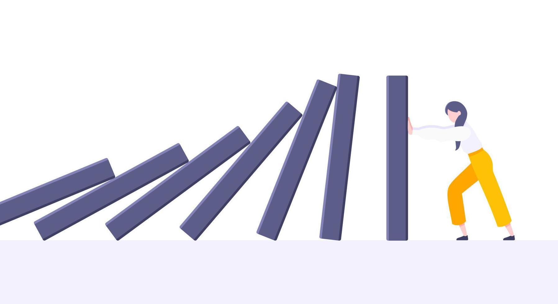 Business resilience or domino effect metaphor vector illustration concept.