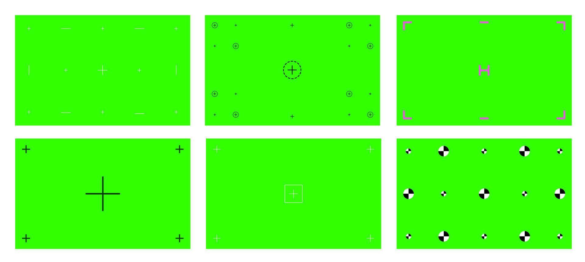 Green colored chroma key background screen flat style design vector illustration set.