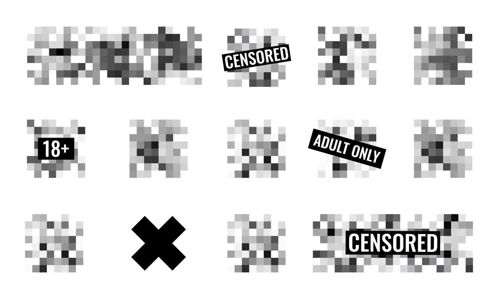 Censored pixel sign flat style design vector illustration set concept isolated on white background.