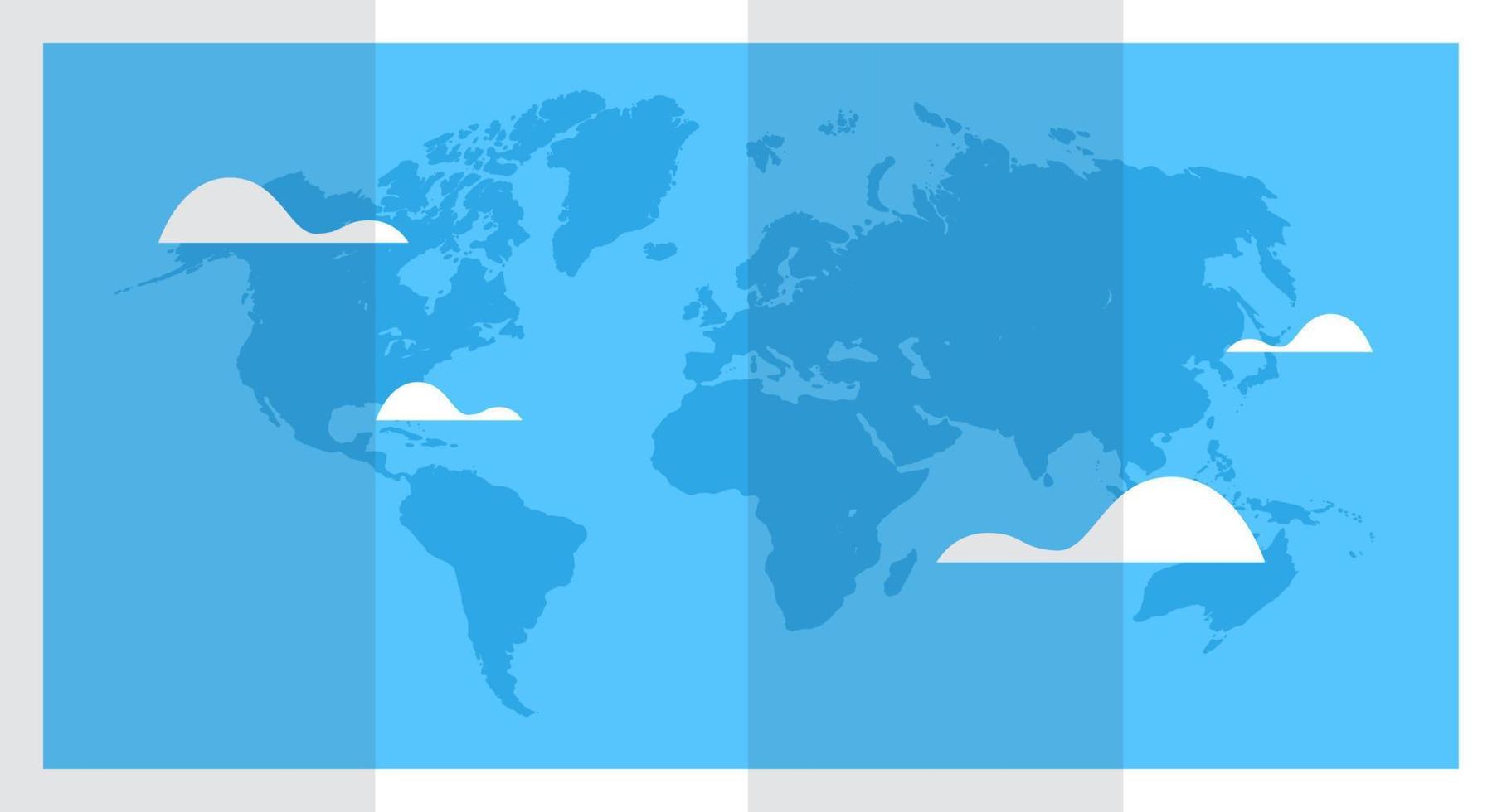 mapa del mundo y horizontal tierra planeta viaje turismo mapa concepto plano vector ilustración.