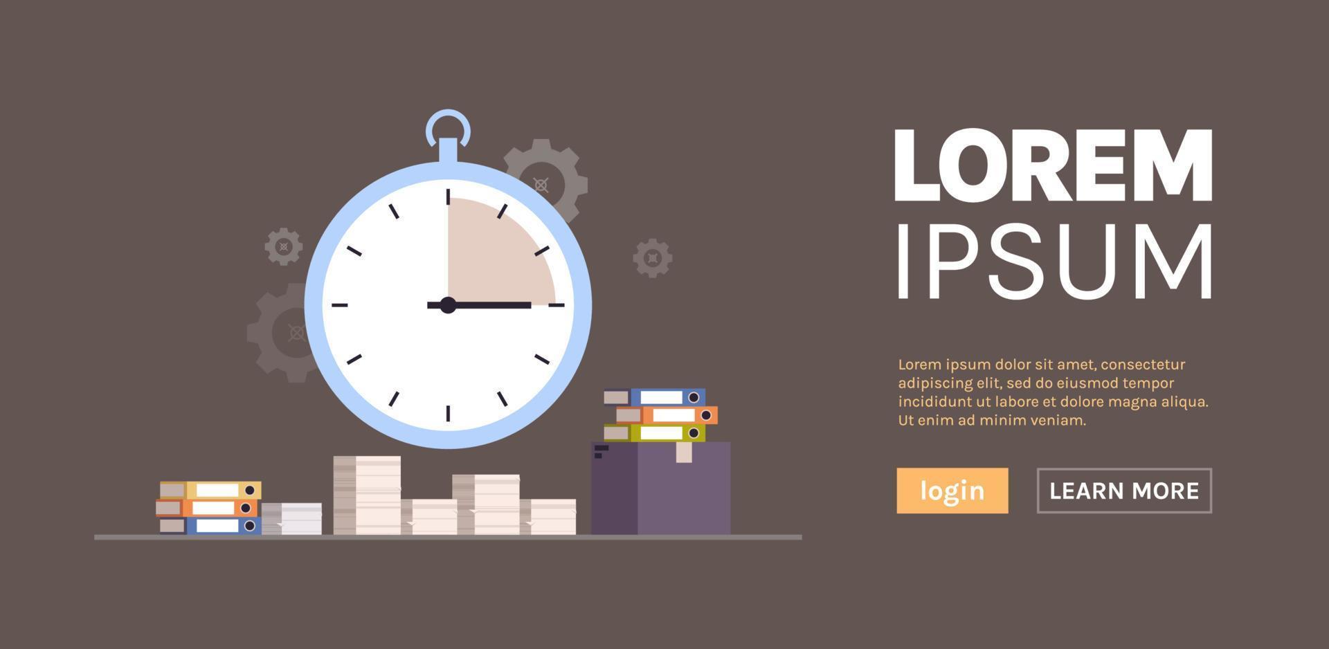 Stopwatch running in office hurry at work deadline time management concept flat vector illustration.