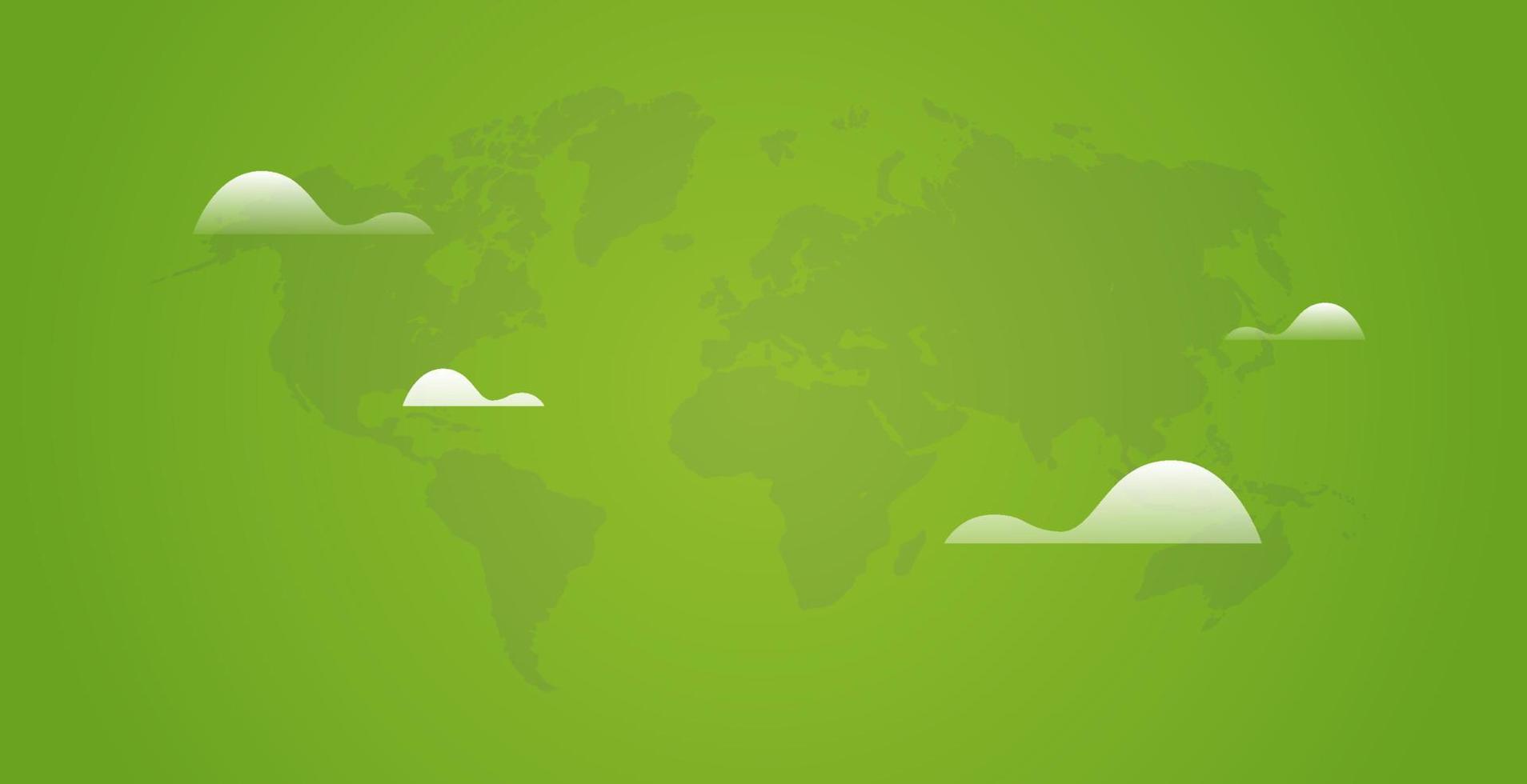 World map and horizontal earth planet concept flat vector illustration.