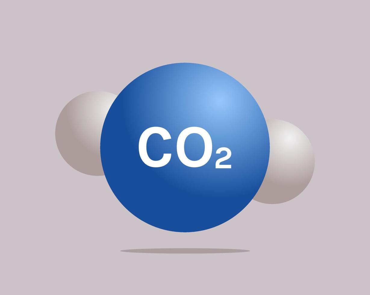 Ilustración de vector plano de concepto de moléculas de gas tóxico de dióxido de carbono co2.