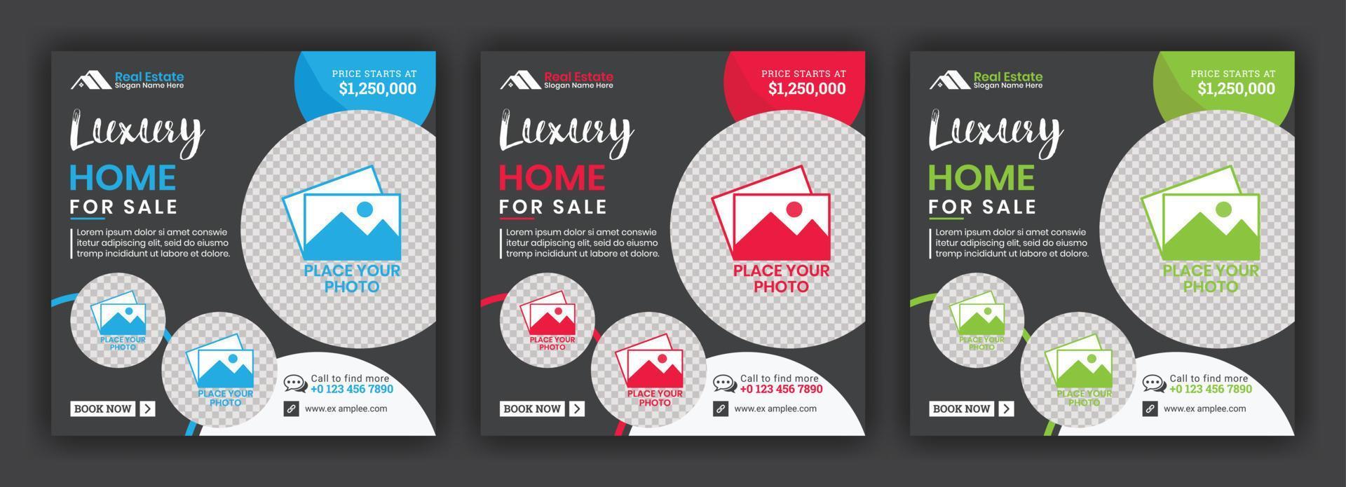 Modern Home Sale Real Estate Social Media Post or Square Banner Design Template vector