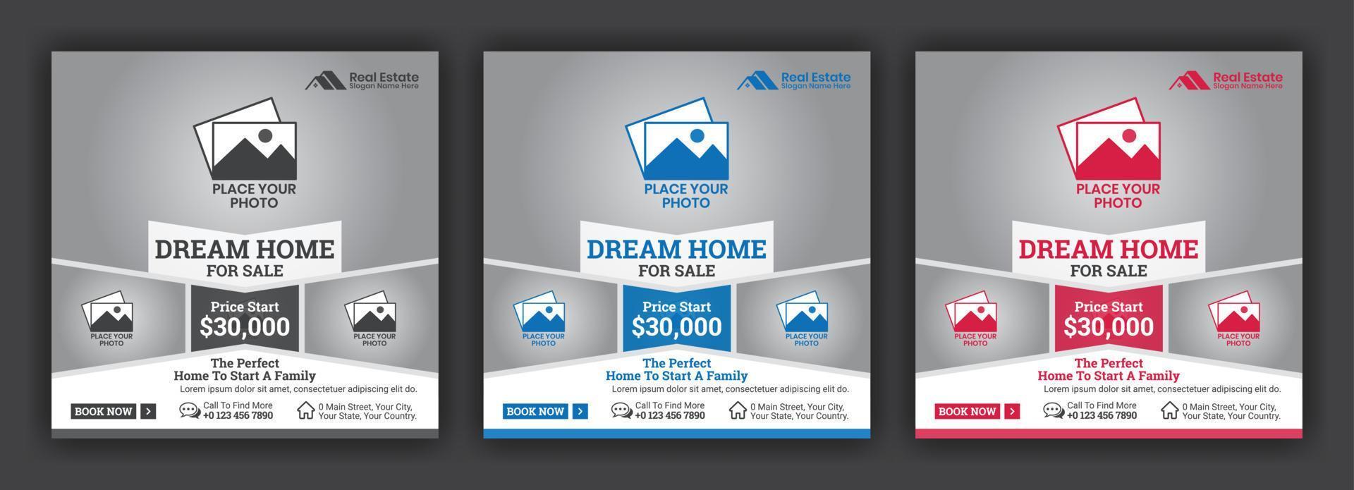 Luxury Home Sale Real Estate Social Media Post or Square Banner Design Template vector