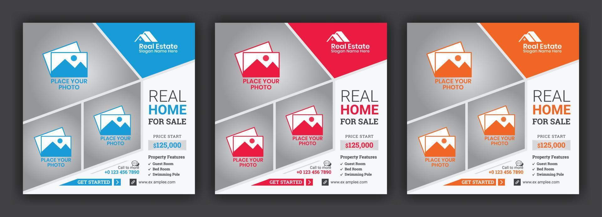 Real Estate Home Sale Social Media Post or Square Banner Design Template vector