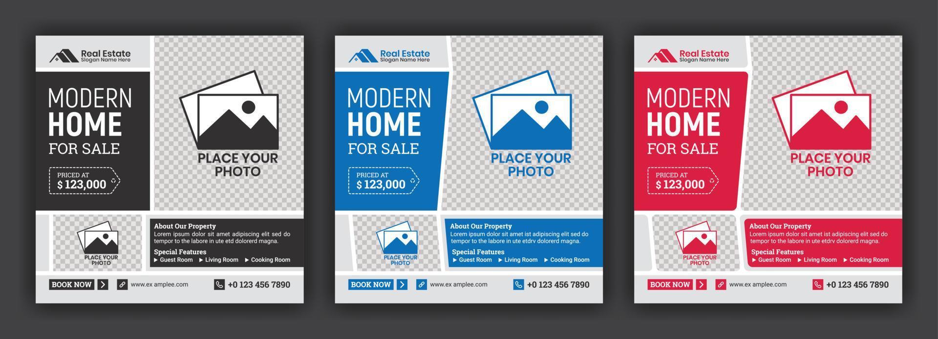Real Estate Building Home Sale Social Media Post or Square Banner Design Template vector