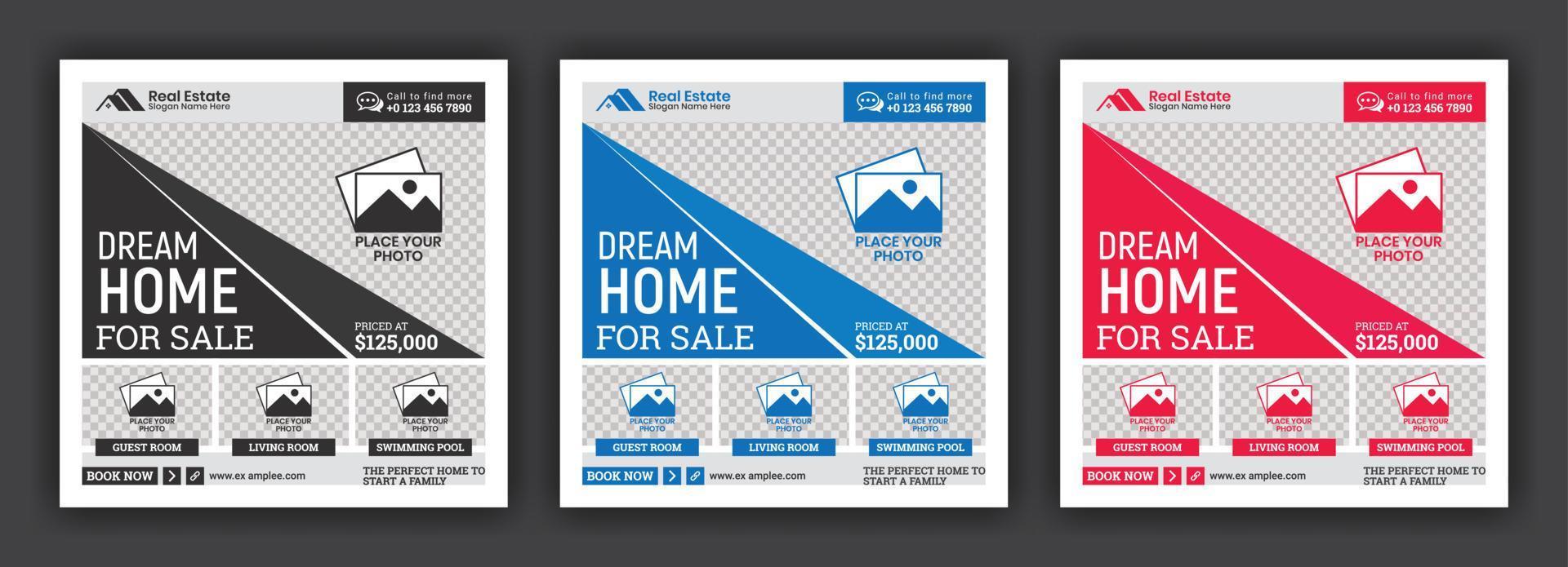 Modern Home Sale Real Estate Social Media Post or Square Banner Design Template vector
