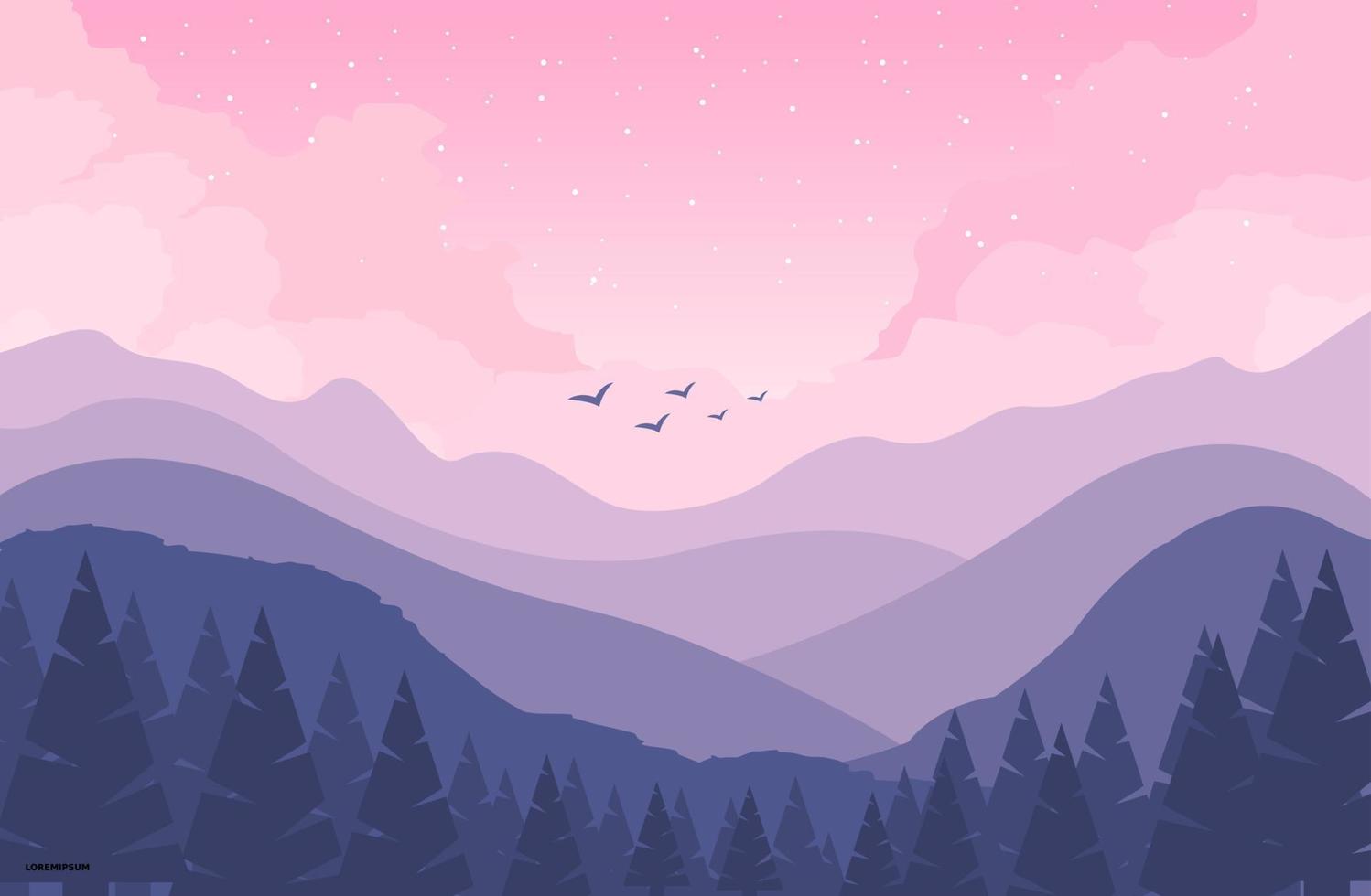 Flat Design Landscape Artwork Illustration vector