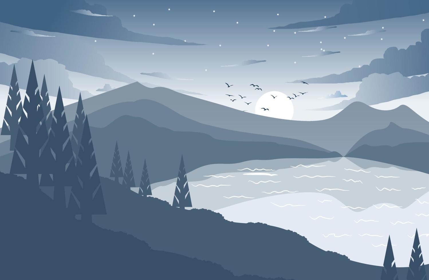 Flat Design Landscape Artwork Illustration vector