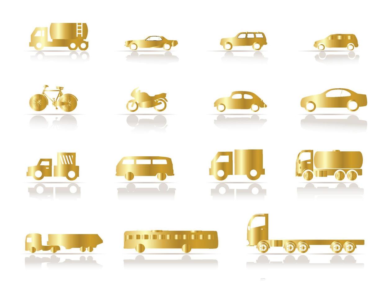 Set of gold vehicles icons vector