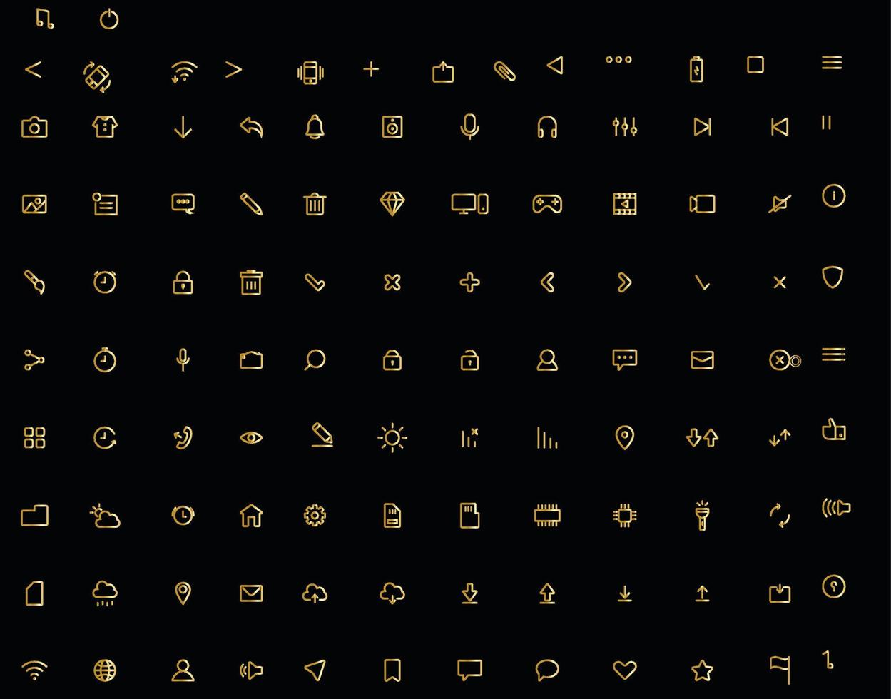 Set of gold light icons vector