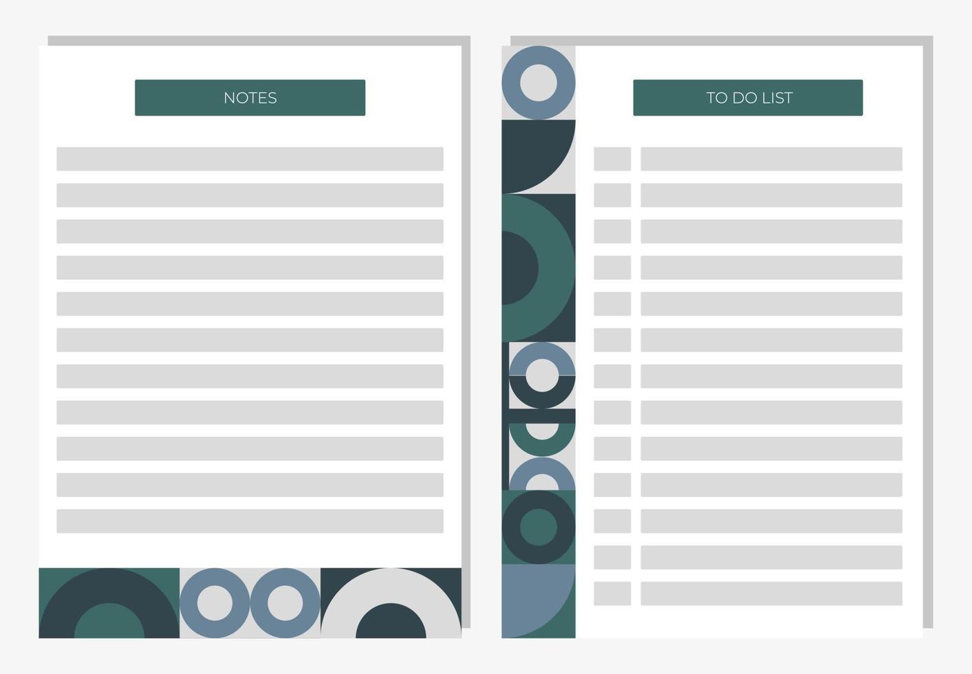 Simple business organizer, to do list, weekly planner, notes paper. Daily organizer. Notes paper. Page Template for agenda, schedule, planners, checklists, notepads. vector