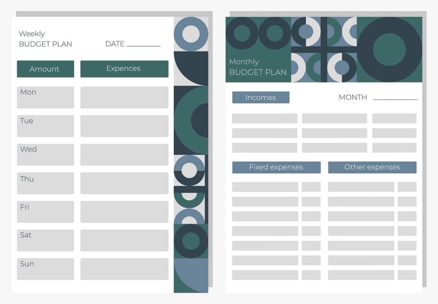 Simple business organizer, budget planner, weekly and daily. Paper sheet. Daily organizer. Notes paper. Page Template for agenda, schedule, planners, checklists, notepads. vector
