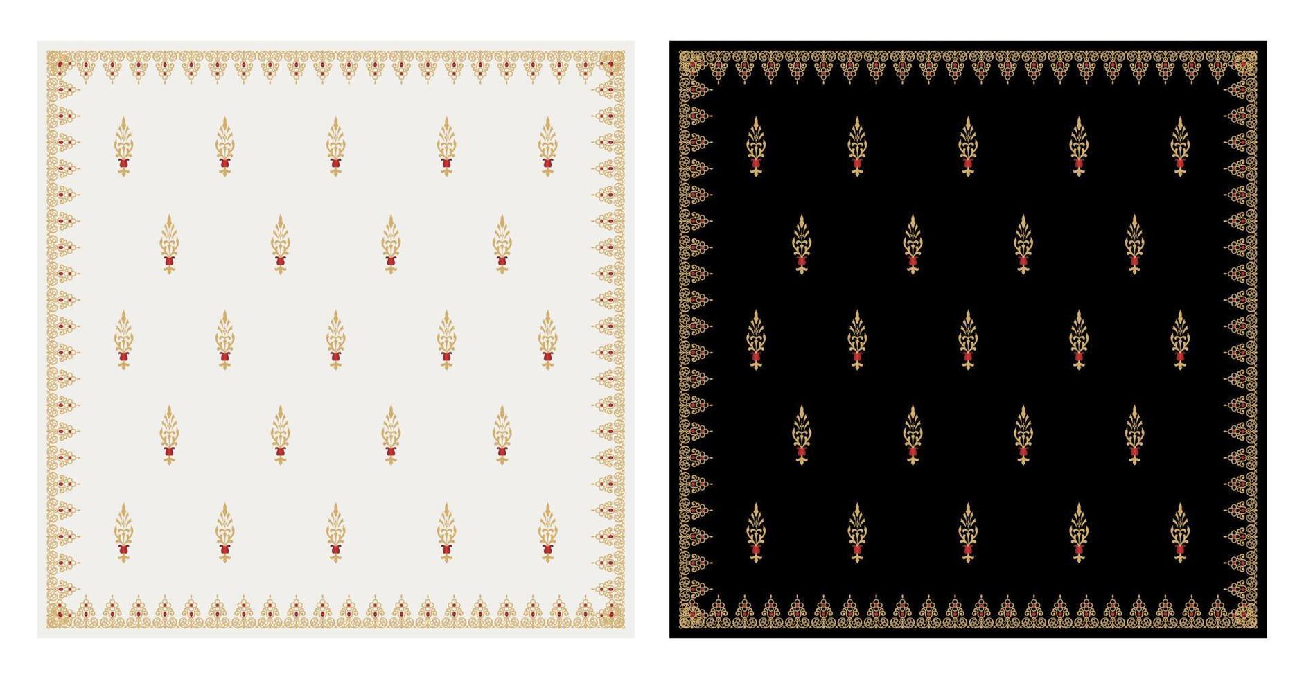 Decorative Gold Floral Pattern with Borders vector