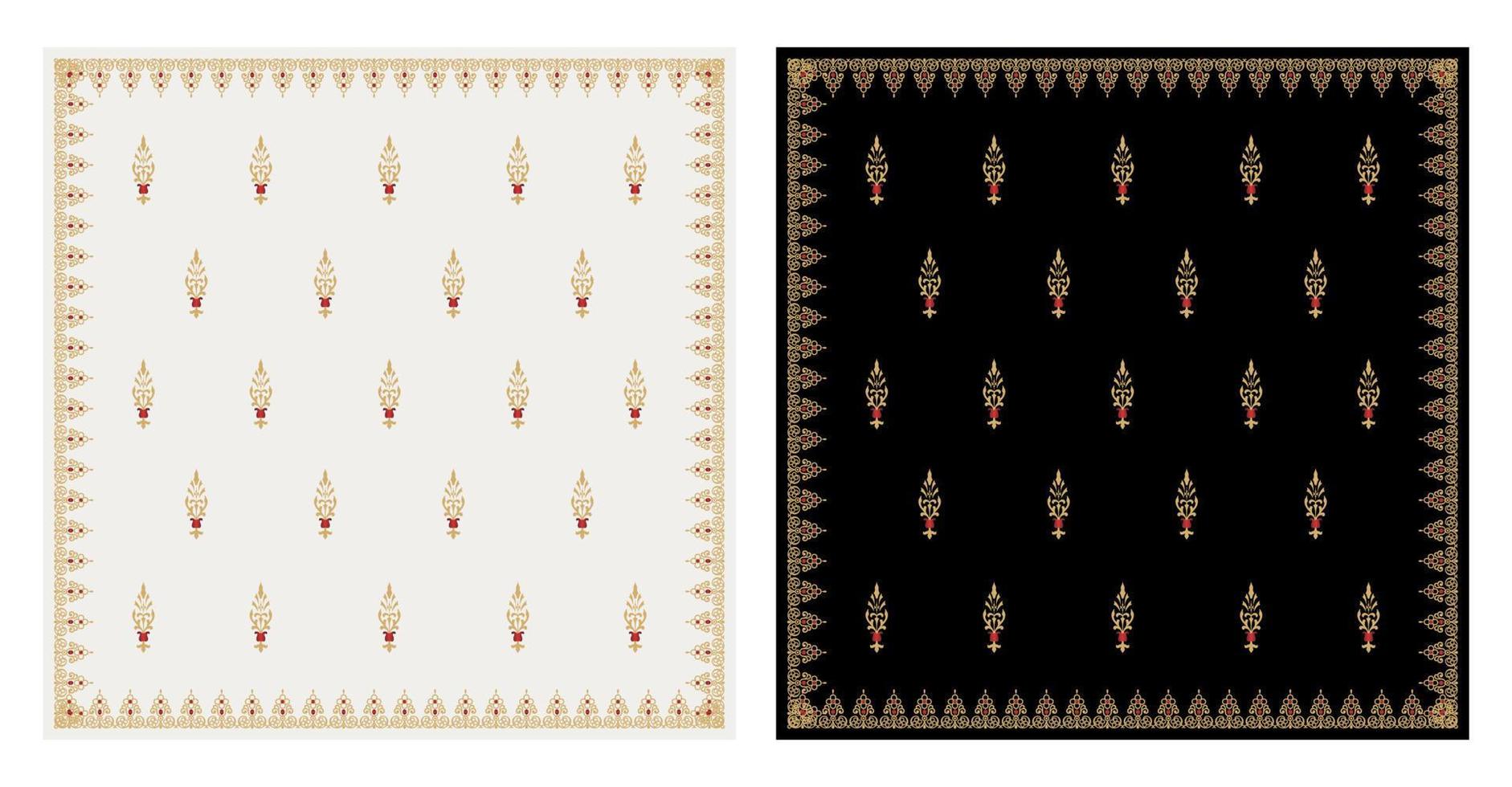 Decorative Gold Floral Pattern with Borders vector