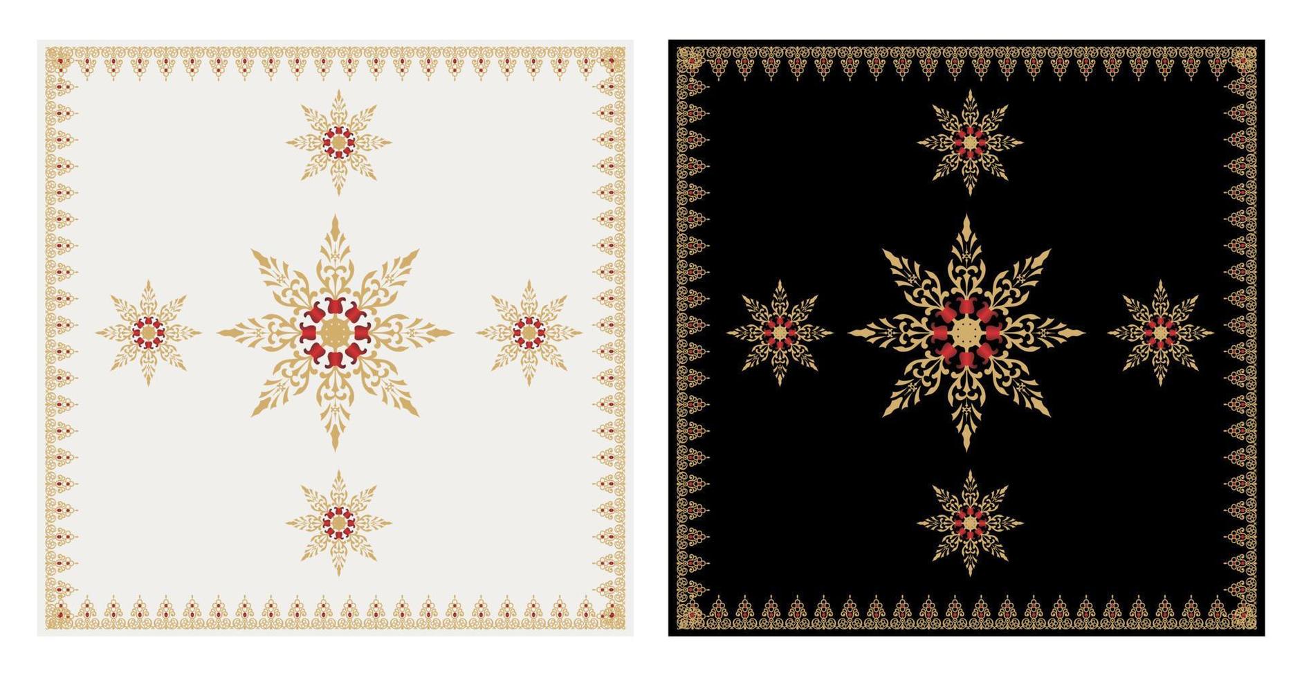 Artistic Gold Floral Pattern with Borders vector