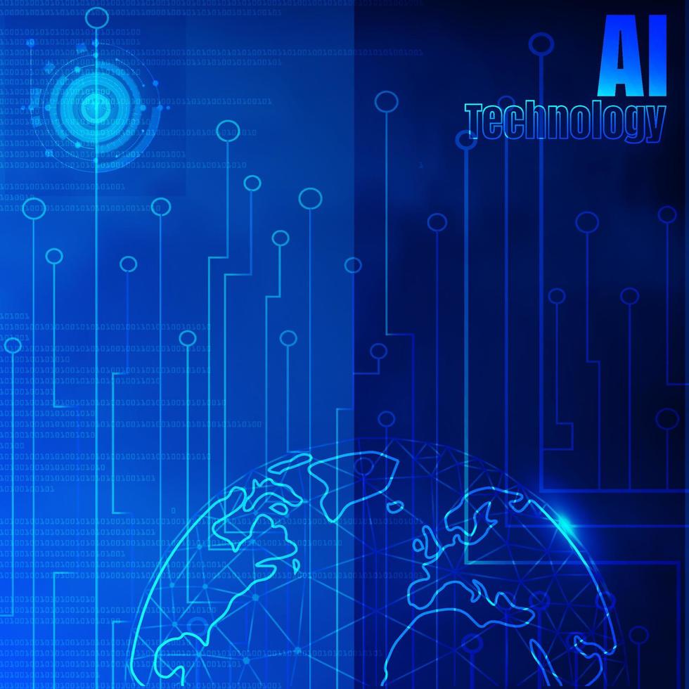 Artificial Intelligent digital technology concept. Blueprint digital technology. Data and engineering concept vector