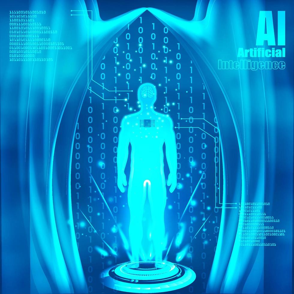 Artificial Intelligent digital technology concept. Blueprint digital technology. Data and engineering concept vector