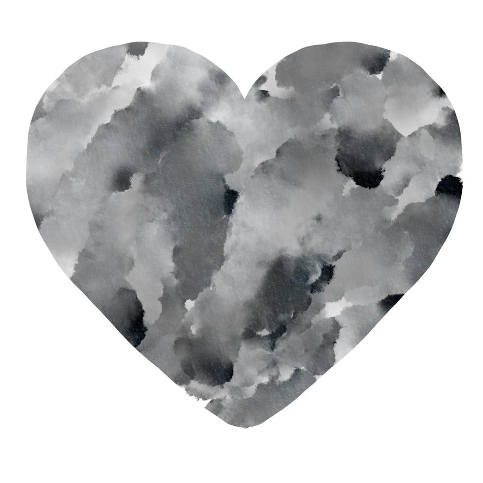 Super Gray Heart Watercolor Paint Stain Background photo