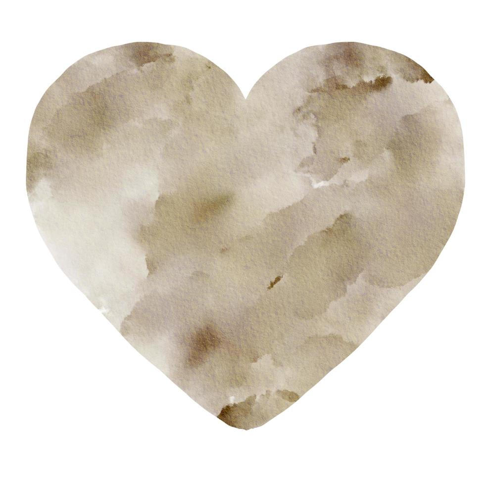 Brown Gold Heart Watercolor Paint Stain Background photo