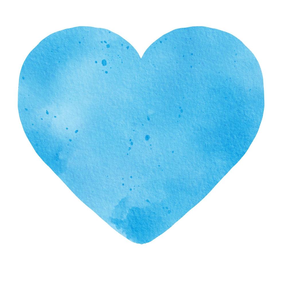 Pastel Blue Heart Watercolor Paint Stain Background photo