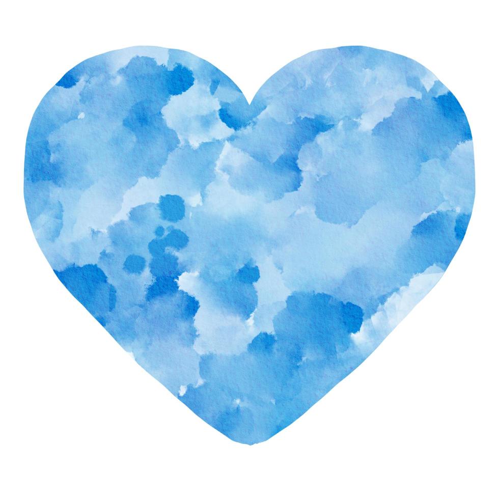 Blue Heart Watercolor Paint Stain Background photo