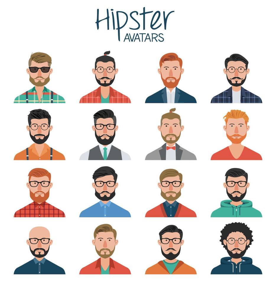 conjunto de avatares hipster vector
