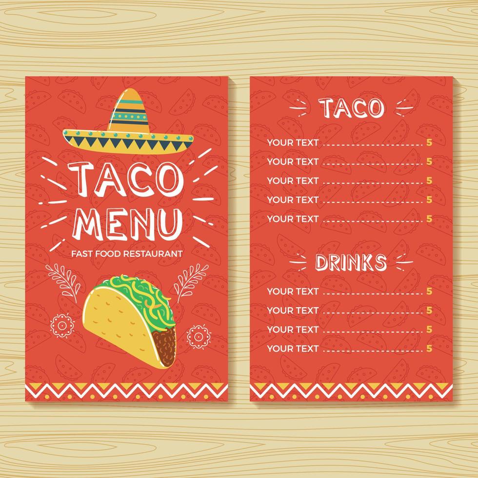 Taco Menu Template Taco Menu Template