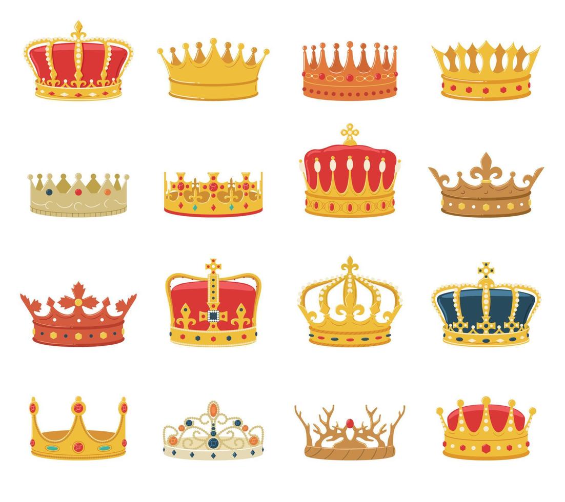 Ilustraciones de corona rey y reina vector