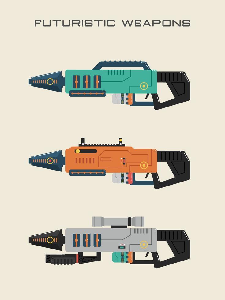 Ilustraciones de armas futuristas vector