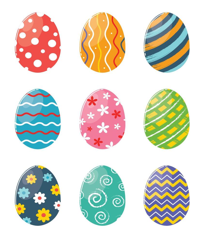 Set of Colorful Easter Eggs vector