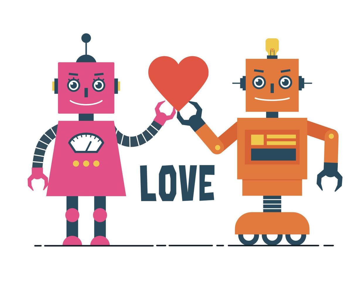 robots con forma de corazón vector