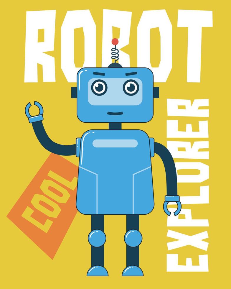 Robot explorer. Illustration for graphic t-shirt and other uses vector
