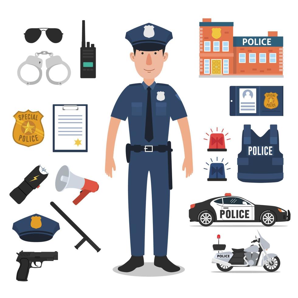 Police Officer with Police Professional Equipments vector