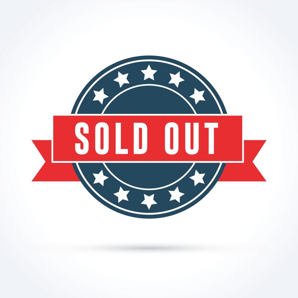 Sold Out Banner with Red Ribbon and Stars vector